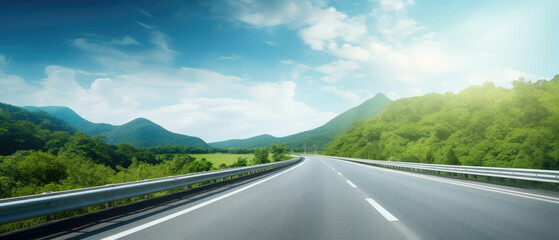 Canvas Print - Scenic Highway Journey Through Verdant Landscape