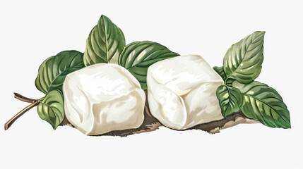 old botanical illustration of marshmellow isolated on transparent background