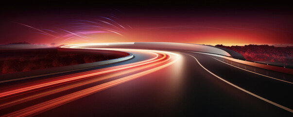 Poster - Dynamic Light Trails on Serpentine Highway at Twilight