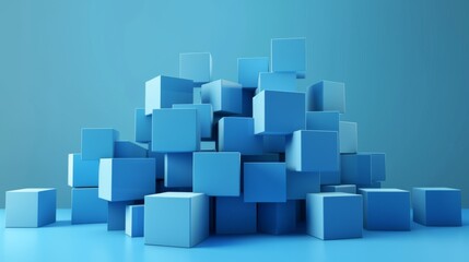 Poster - Composition with cubes. Modern background design for posters, covers, branding, banners, placards, etc. Abstract 3D rendering of geometric shapes.