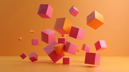 Poster - 3d rendering of geometric shapes. Computer generated minimalistic background. Design for posters, covers, branding, banners, placards, etc.