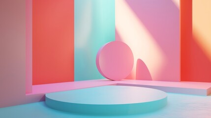 Poster - An abstract 3D render with a minimalistic background and a modern graphic design