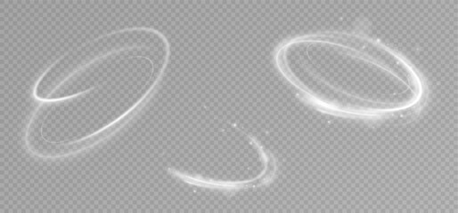 Aufkleber - Light white Twirl. Curve light effect of white line. Glowing white spiral. The effect of high-speed abstract lines. Rotating shiny rings.	