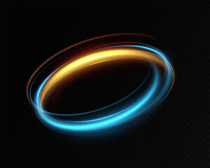 Aufkleber - Blue neon ring. Glowing circle. Glow effect. Round light frame. abstract light lines of movement and speedAbstract light lines of movement and speed. light blue ellipse.