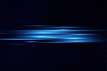 Aufkleber - Neon blue horizontal speed lines. Glowing stripes. Laser beams. light lines of movement and speed in neon color.Beautiful flash of light and sparks.	