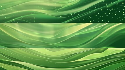 Poster - Waves of smooth shiny green abstract modern banners