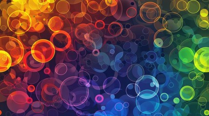 Poster - Modern background with rainbow circles in color