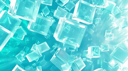 Poster - Transparent white and turquoise rectangles in an abstract template vertical banner