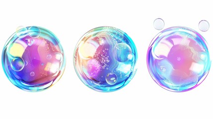 Poster - Sphere of rainbow colors with reflections and highlights deforms and explodes in the wind, illustration isolated on white background.