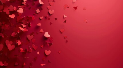 Wall Mural - Illustration of realistic paper hearts falling for Valentine's Day