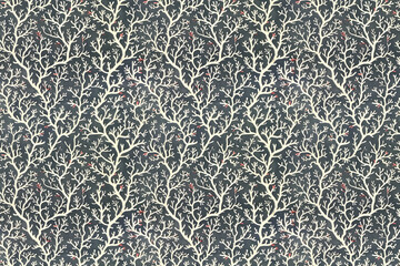 Poster - Coral pattern tapestry. Arts and Crafts. Vintage botanical wallpaper pattern. Background image. Created with Generative AI technology