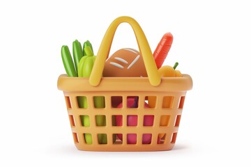 Poster - the food basket is a 3d render of a realistic modern icon