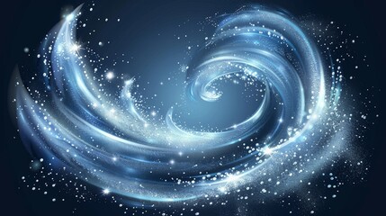 Poster - Floating detergent wave, bubbles and sparkles, isolated transparent foam, sparkling vortex, and dynamic 3D elements designed for washing powder and shampoo ads.