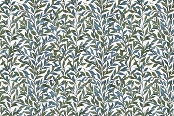 Poster - Willow leaves pattern tapestry. Arts and Crafts. Vintage botanical wallpaper pattern. Background image. Created with Generative AI technology