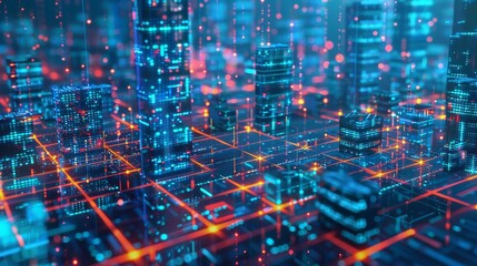 Poster - Technology for securing local computer networks, connected to a data center or online server via a protected internet connection. Cybersecurity data concept for home networks.