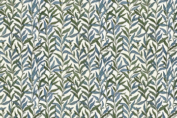 Poster - Willow leaves pattern tapestry. Arts and Crafts. Vintage botanical wallpaper pattern. Background image. Created with Generative AI technology
