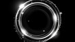 © Mark - A white light glow circle modern ring with glitter and bokeh effect. A magic round swirl frame with a neon sparkle and spiral motion line. A speed trail twirl with silver flare and shiny particles.