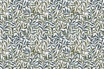 Poster - Willow leaves pattern tapestry. Arts and Crafts. Vintage botanical wallpaper pattern. Background image. Created with Generative AI technology