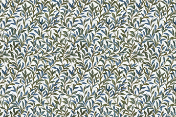 Poster - Willow leaves pattern tapestry. Arts and Crafts. Vintage botanical wallpaper pattern. Background image. Created with Generative AI technology