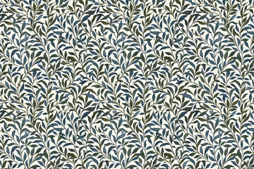 Poster - Willow leaves pattern tapestry. Arts and Crafts. Vintage botanical wallpaper pattern. Background image. Created with Generative AI technology