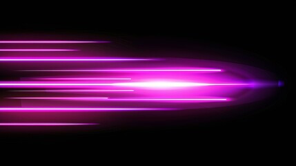 Poster - purple streaks on a black background with blur and glow caused by high-speed lights. realistic moder