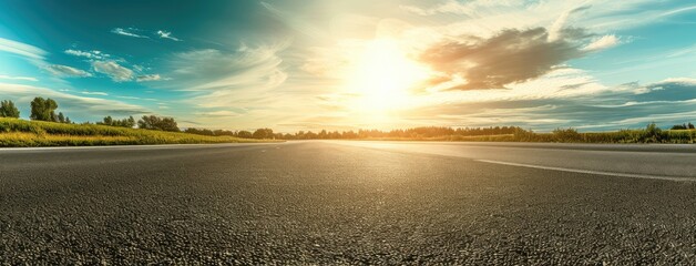 Poster - Panoramic Sunset View on an Open Country Road