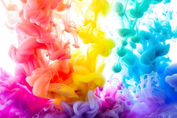 Wall Mural - Colorful Ink Clouds in Water, Vibrant Color Explosion Concept