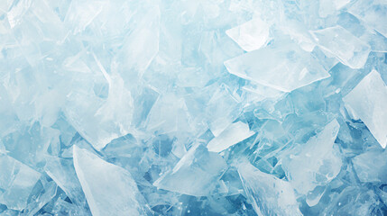 Poster - Icy blue texture with shattered ice background for winter and nature themes, featuring a close-up of shattered ice, with copy space text, for winter and nature themes.