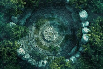 DnD Battlemap Druid Circle Battlemap: A mysterious forest clearing for battles.