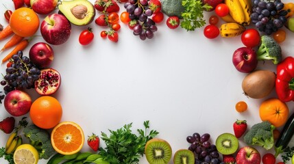 Wall Mural - Blank space surrounded with food ingredient, Healthy food advertising template