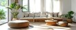© Thares2020 - Minimalist Living Room with Sustainable Bamboo Furniture and Natural Decor for Green Lifestyle
