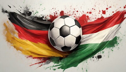 germany and hungary flag on white background with football in the middle,european championship art d