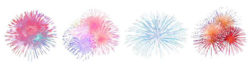 Wall Mural - fireworks png element set on transparent background