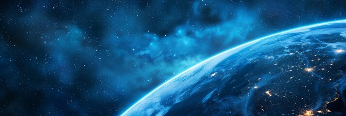 Aufkleber - An aerial shot of the planet earth globe surrounded by clouds in space.