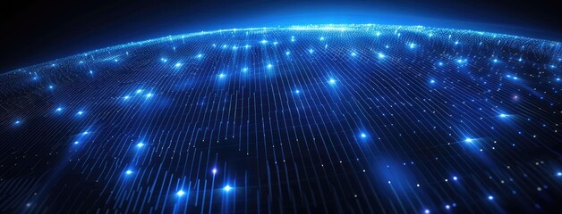 Wall Mural - Abstract Glowing Network Lines on Dark Background