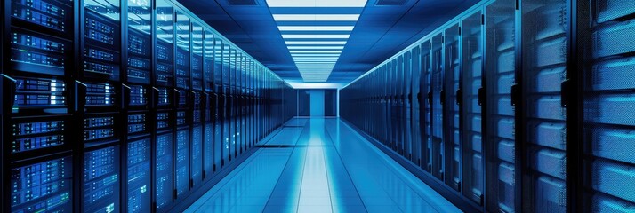 Sticker - Futuristic Data Center Server Room Panorama