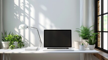 Aufkleber - Create a minimalist background blank mockup. laptop. Generative AI.