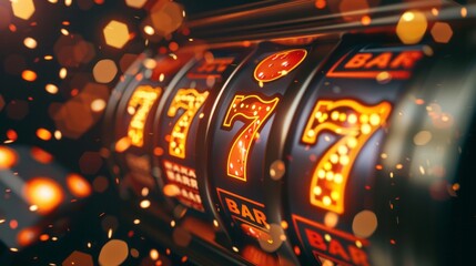 Wall Mural - Image of a slot machine display in a casino, concept of gambling, gambling addiction, online casino game
