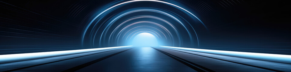 Poster - Futuristic Neon Tunnel with Glowing Lights