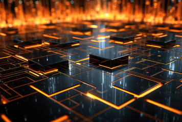 Wall Mural - Abstract Illuminated Hi-Tech Network Concept