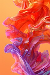 Poster - Detailed shot of a cell phone set against a vibrant and abstract background filled with coral-colored liquid and ink
