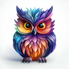 Sticker - Colorful owl on white background.  illustration. .