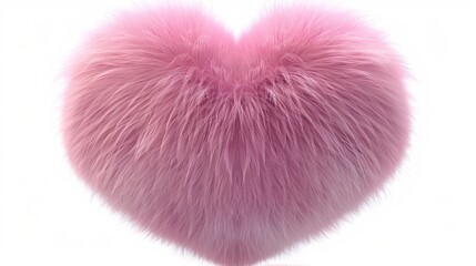 Valentine's Day sticker with furry pink heart, 3D graphic on transparent background