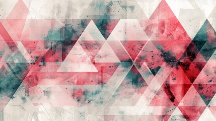 Poster - A vibrant abstract painting featuring triangles in red and white colors