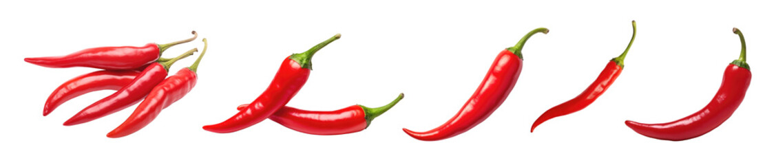 Sticker - Red chili pepper png element set on transparent background