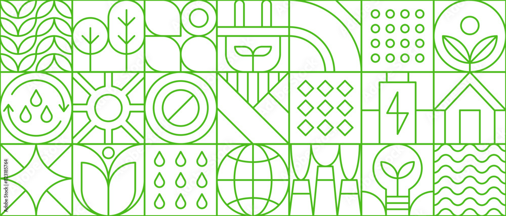 Environment nature abstract modern geometric pattern. Vector green eco ...