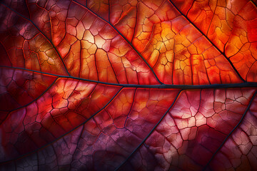 AI generated illustration of a close-up of a red dried leaf texture