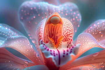 Sticker - AI generated illustration of an orchid flower texture in closeup