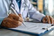© Sandu - Someone writing medical report clipboard pen
