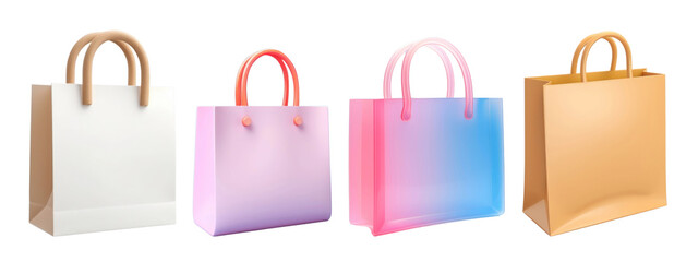 Wall Mural - 3d shopping bags png element set on transparent background